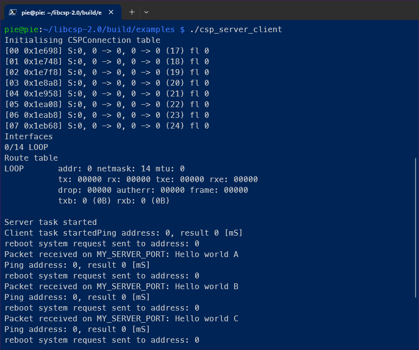 CSP testing on loopback